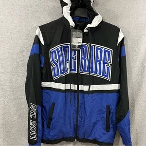 Superare Fight Goods Tracksuit small Windbreaker Detachable Hoodie Black /Blue